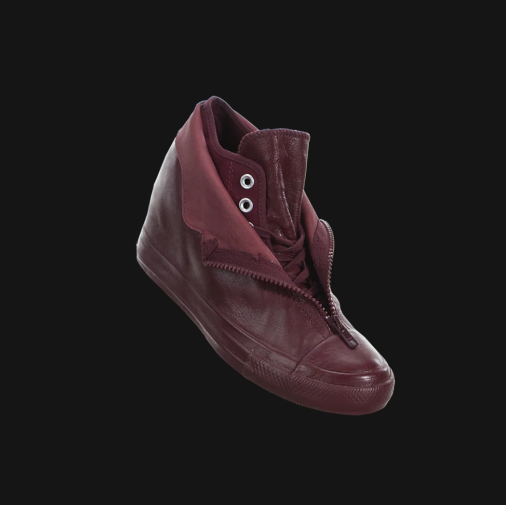Converse Chuck Taylor All Star Lux Hidden Wedge Maroon Leather Shroud Excellent